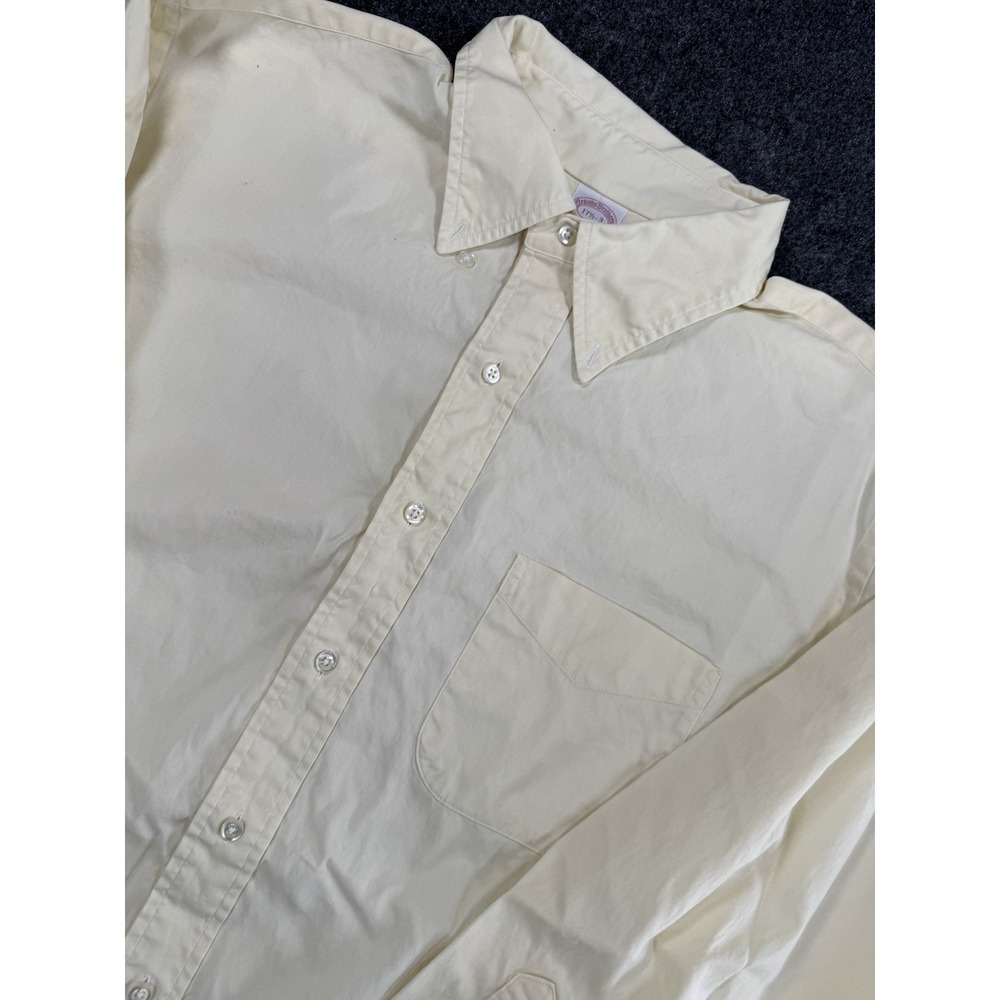 Brooks Brothers Makers Shirt 17.5 3 Yellow Button Down USA Monogram